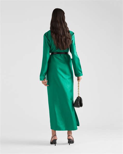 prada green dress 2017|Emerald Green Long twill dress .